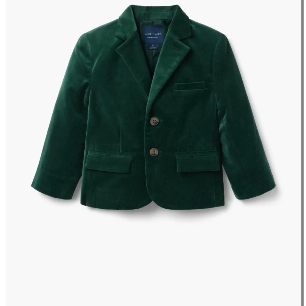 Janie and Jack Forest Green Velvet Blazer - Picture 2 of 3